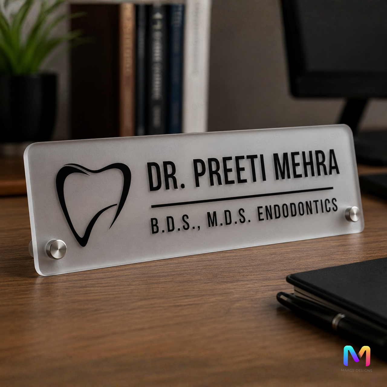 Prism Desk Name Plate for Doctors, Doctors Acrylic Desk Name Plate