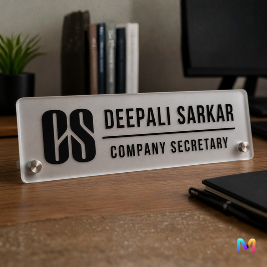 Prism Desk Name Plate for Company Secretary, Company Secretary Name Plate