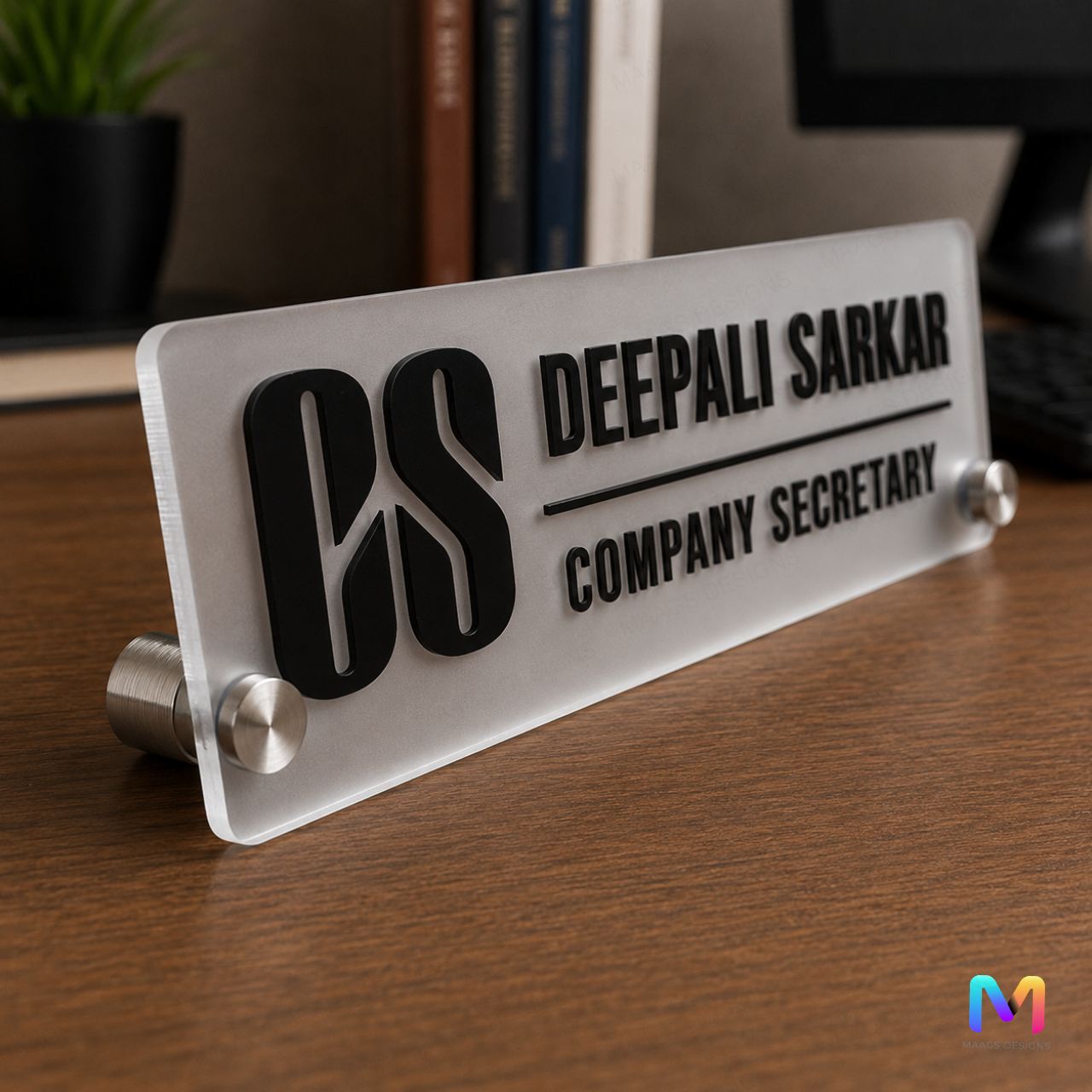 Prism Desk Name Plate for Company Secretary, Company Secretary Name Plate