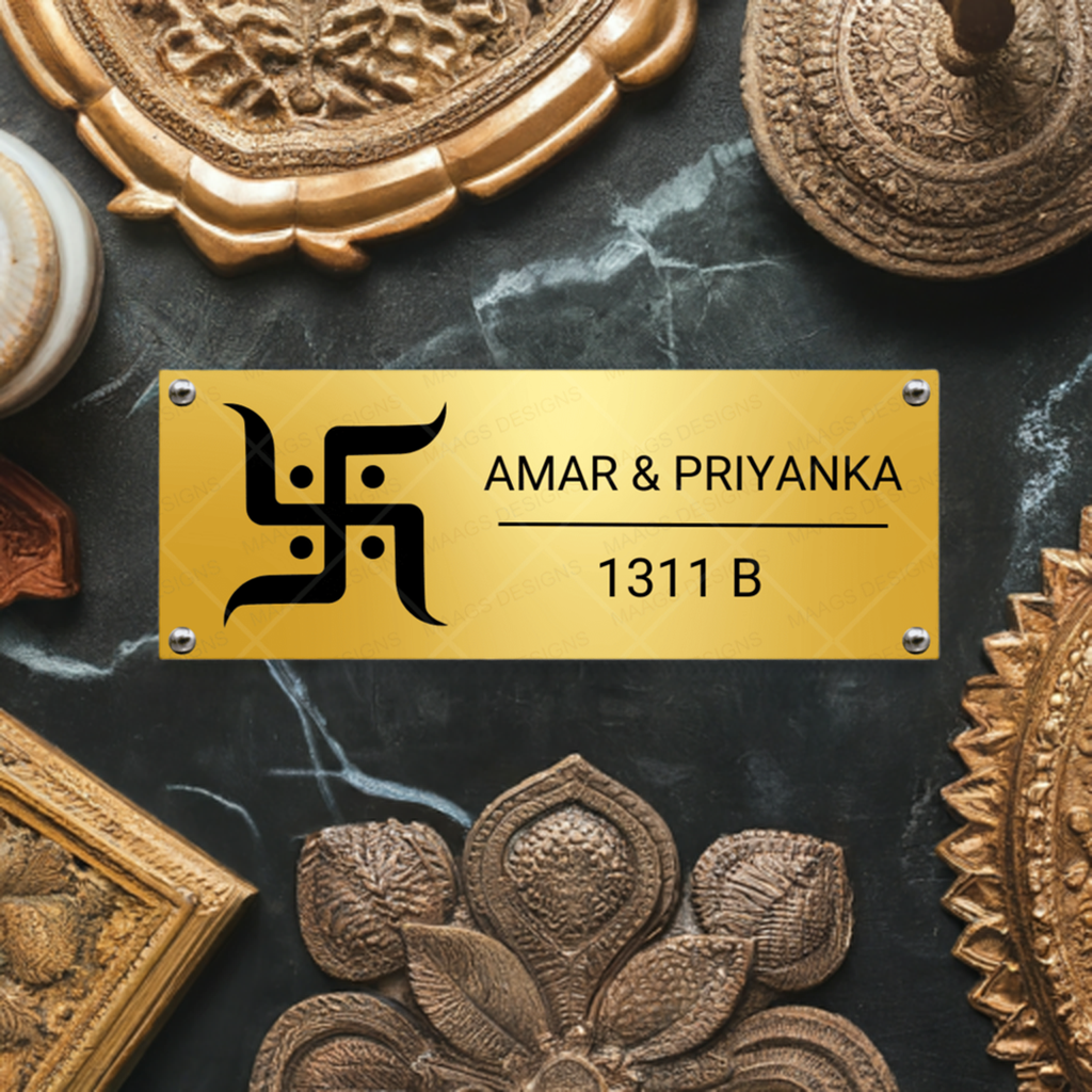 Ethnic Collection - Sacred Swastik | Premium Custom Name Plates for Homes