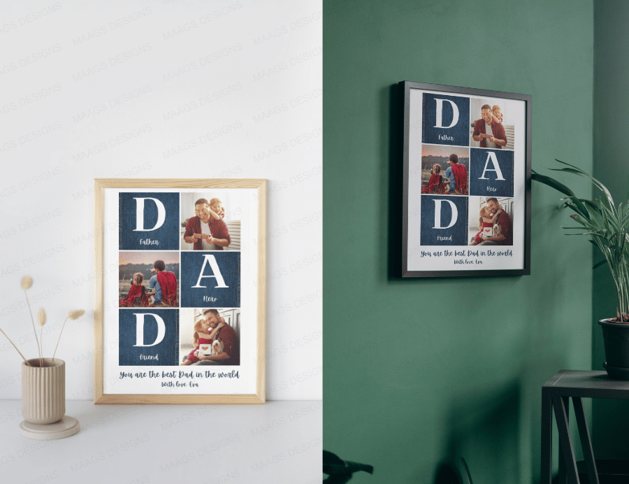 Personalized Photo Collage Frame for Dad | Fathers Day, Best Dad, Gifts for Him & Her