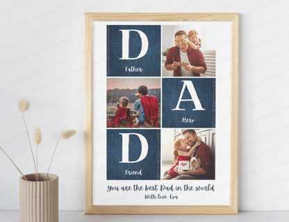 Personalized Photo Collage Frame for Dad | Fathers Day, Best Dad, Gifts for Him & Her