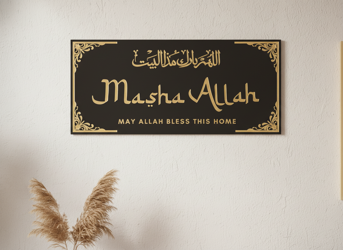 Masha Allah - 3D Islamic Wall Decor (Acrylic) 34" x 15.6" inches