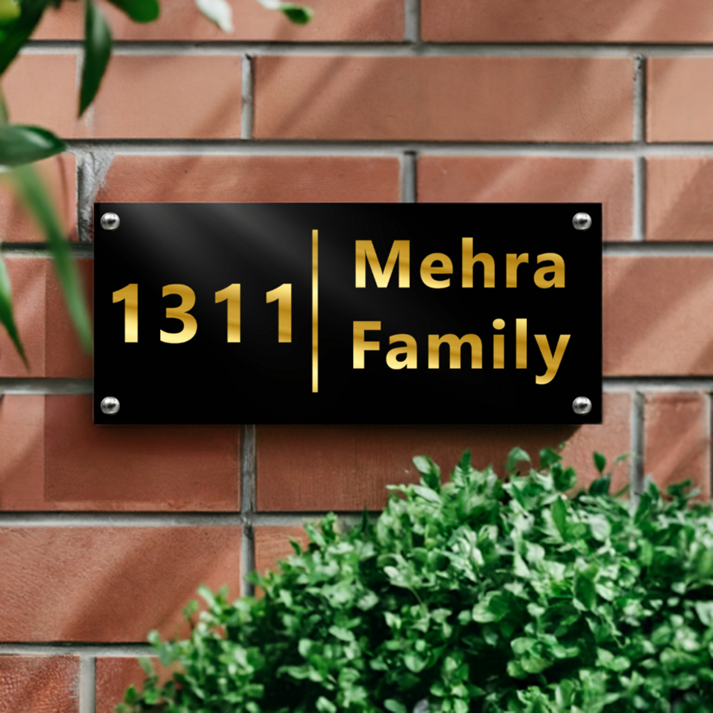 Gleam & Dream - Gold Lettering - House Name Plate | Premium Custom Name Plate for Home