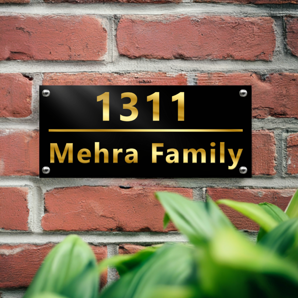 Gleam & Dream - Gold Lettering - House Name Plate | Premium Custom Name Plate for Home