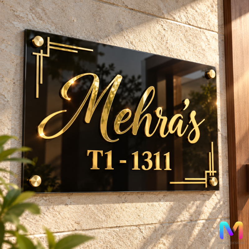 Regent Classic Raised Letter Name Plate in Acrylic Acrylic: Gold in Black