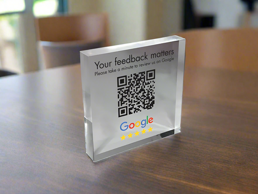 QR Code Block | Google Review Block Custom QR Code Acrylic Display, Small Business, Beauty, Spa, Salon, Restaurant, Office, Online Feedback Reviews