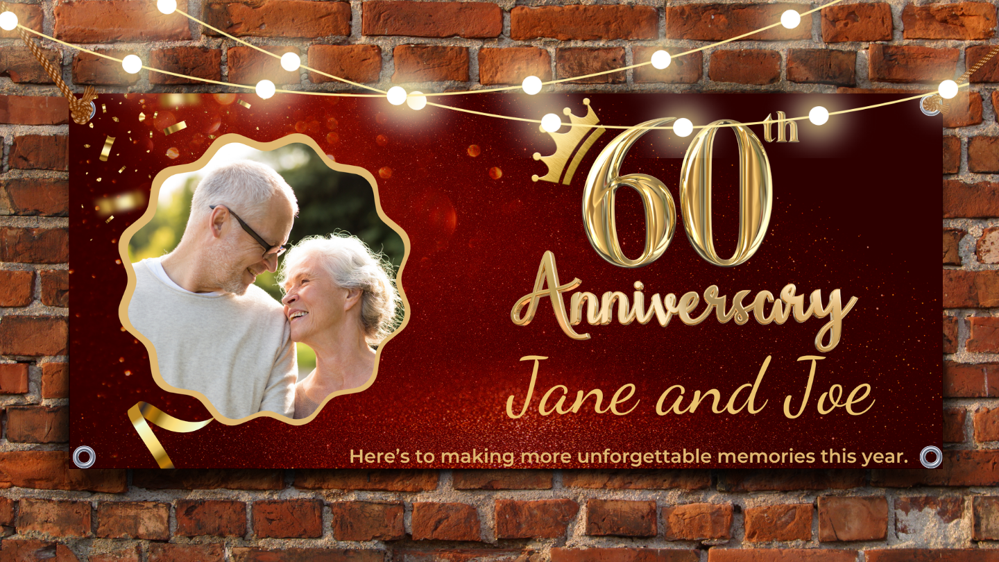 Wedding Anniversary Hanging Banner - #AN02, Anniversary Backdrop