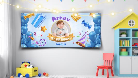 Birthday Hanging Banner - Design #12, Birthday Backdrop