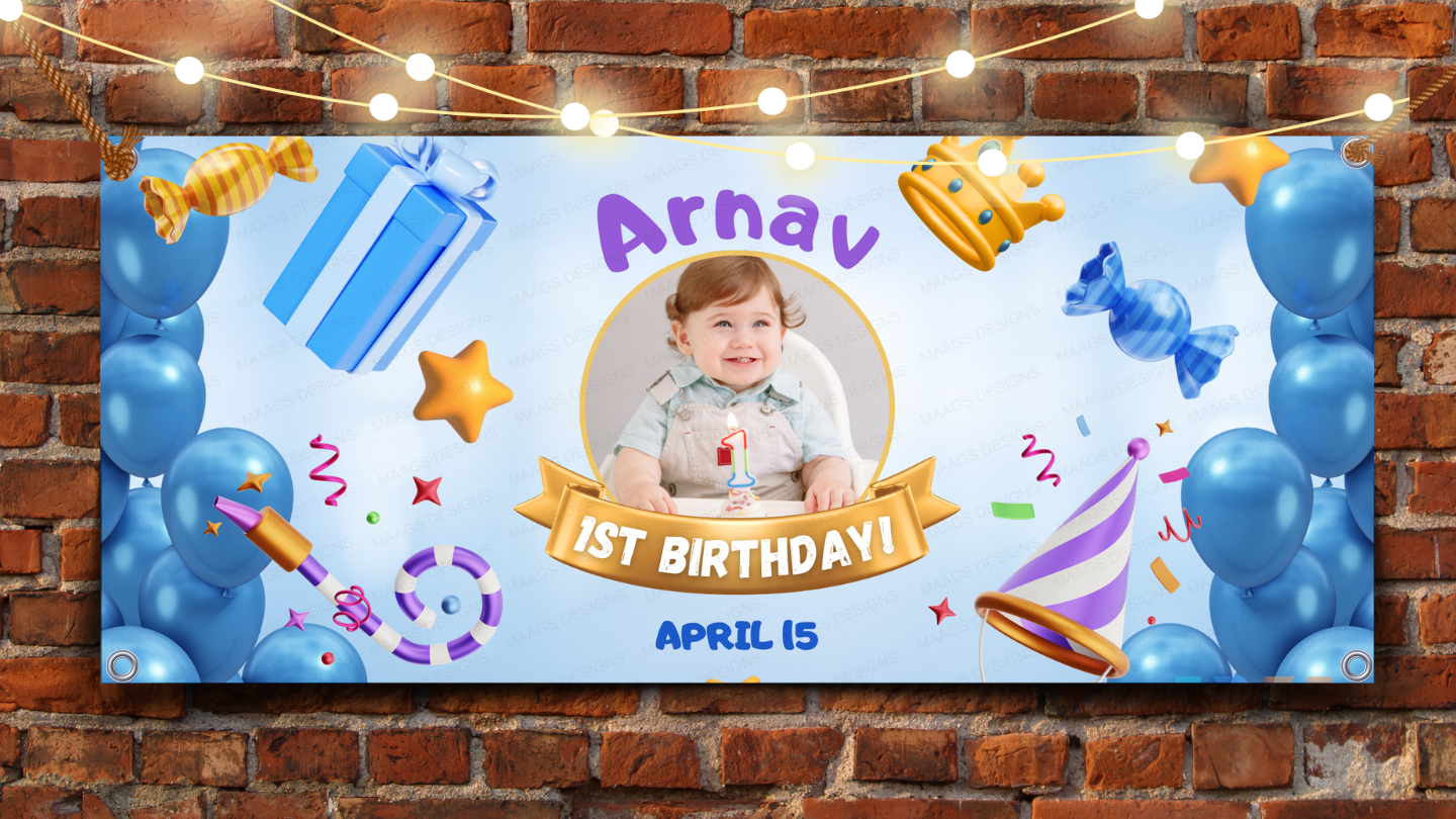 Birthday Hanging Banner - Design #12, Birthday Backdrop