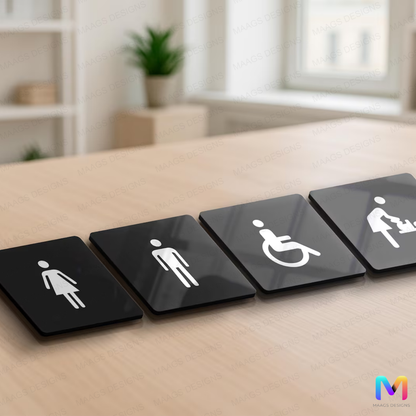 Restroom Signages in Acrylic Acrylic: Glossy Black