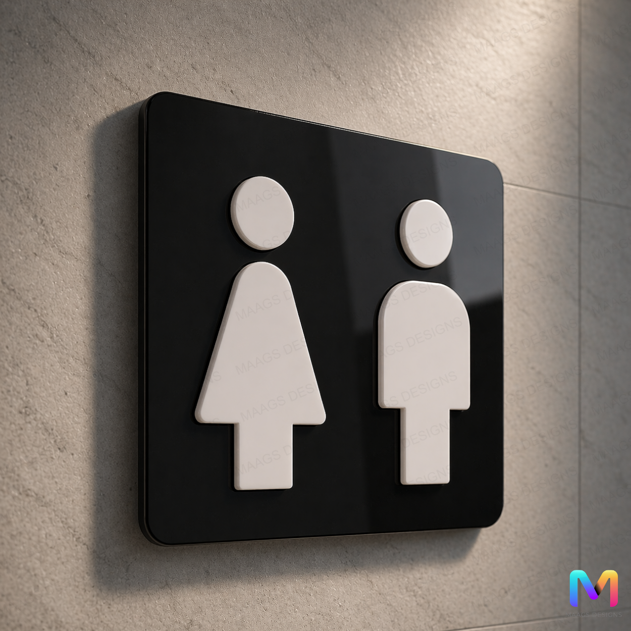 Raised Restroom Signages in Acrylic Unisex Washroom Sign