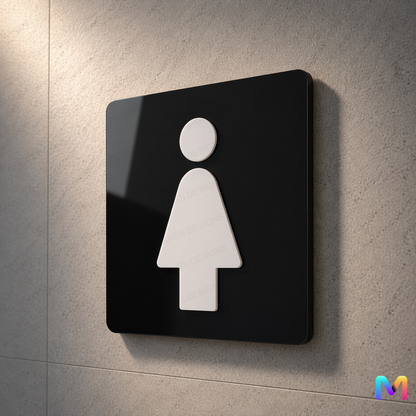 Raised Restroom Signages in Acrylic Female Washroom Sign