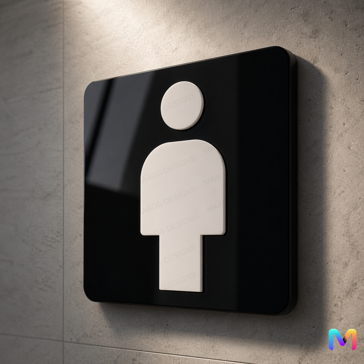 Raised Restroom Signages in Acrylic Men Washroom Sign