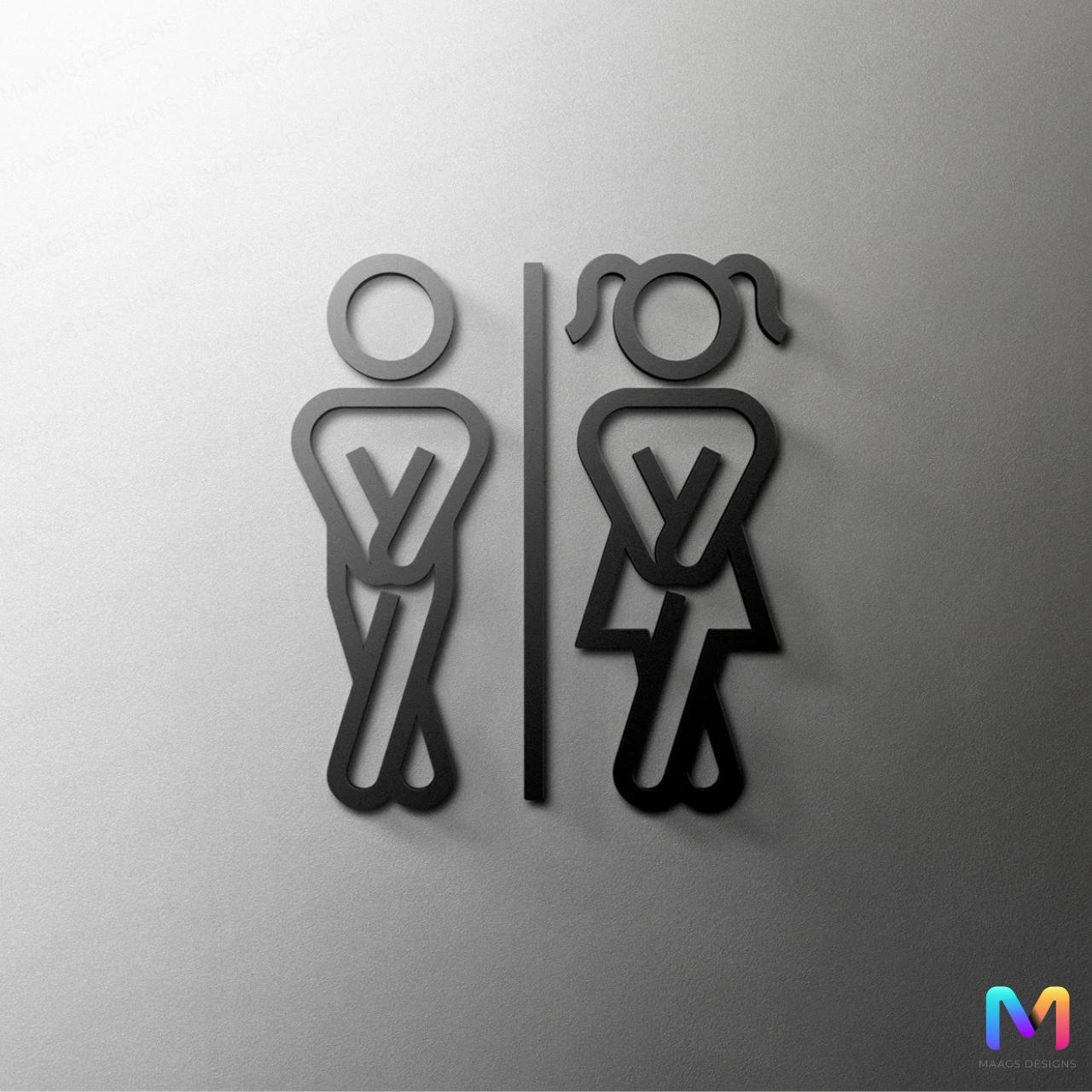 Gleem Restroom Sign Boards in Acrylic 10" inches Acrylic: Matte Black