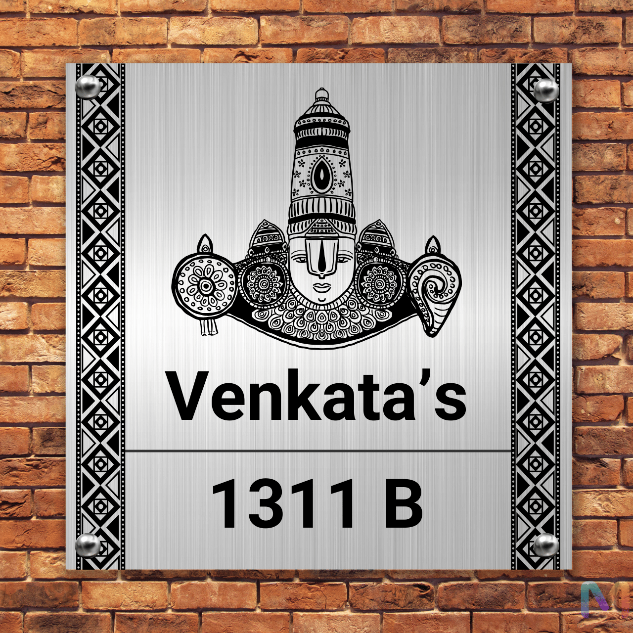 Divinity Collection - Lord Venkateshwara (Stainless Steel) | Premium Custom Name Plate for Home