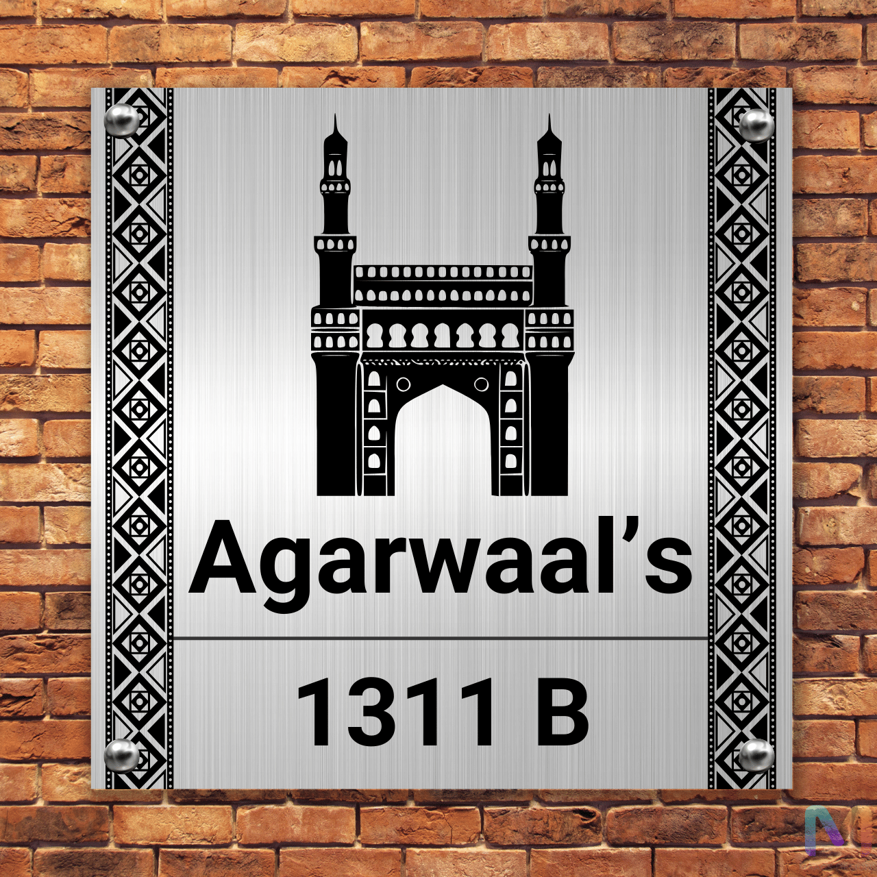 Divinity Collection - City of Hyderabad (Stainless Steel) | Premium Custom Name Plate for Home