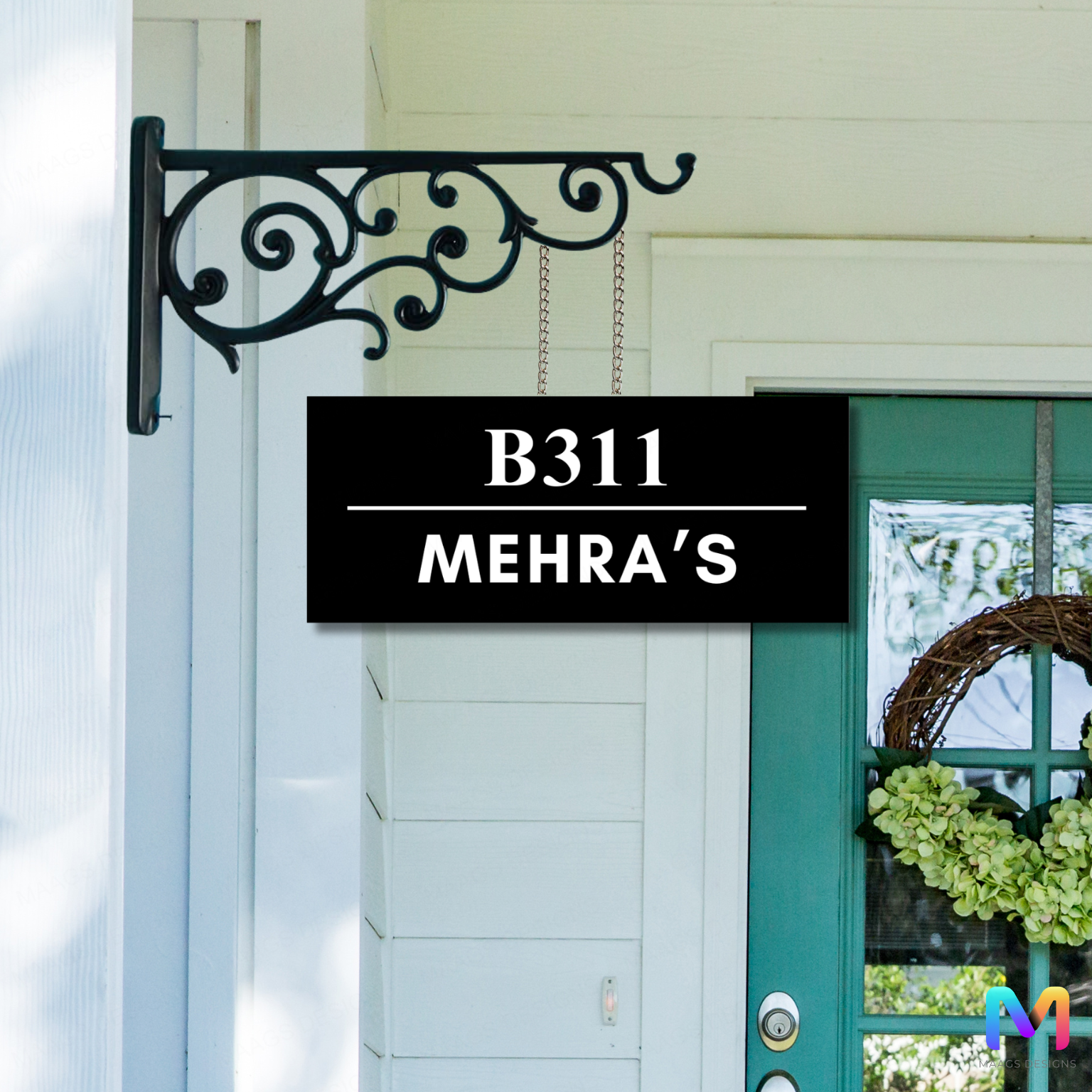 Minimal Collection - Classic Elegance - Hanging Name Plate For Home Hanging: Decorative Frame Acrylic: Glossy Black