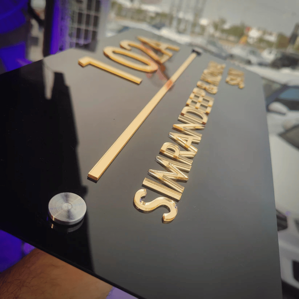 Gleam & Dream - Gold Lettering - House Name Plate | Premium Custom Name Plate for Home