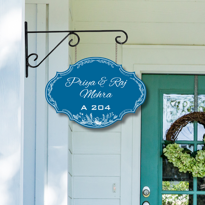 Ethereal Collection - The Blue Laurel - Hanging Name Plate For Home