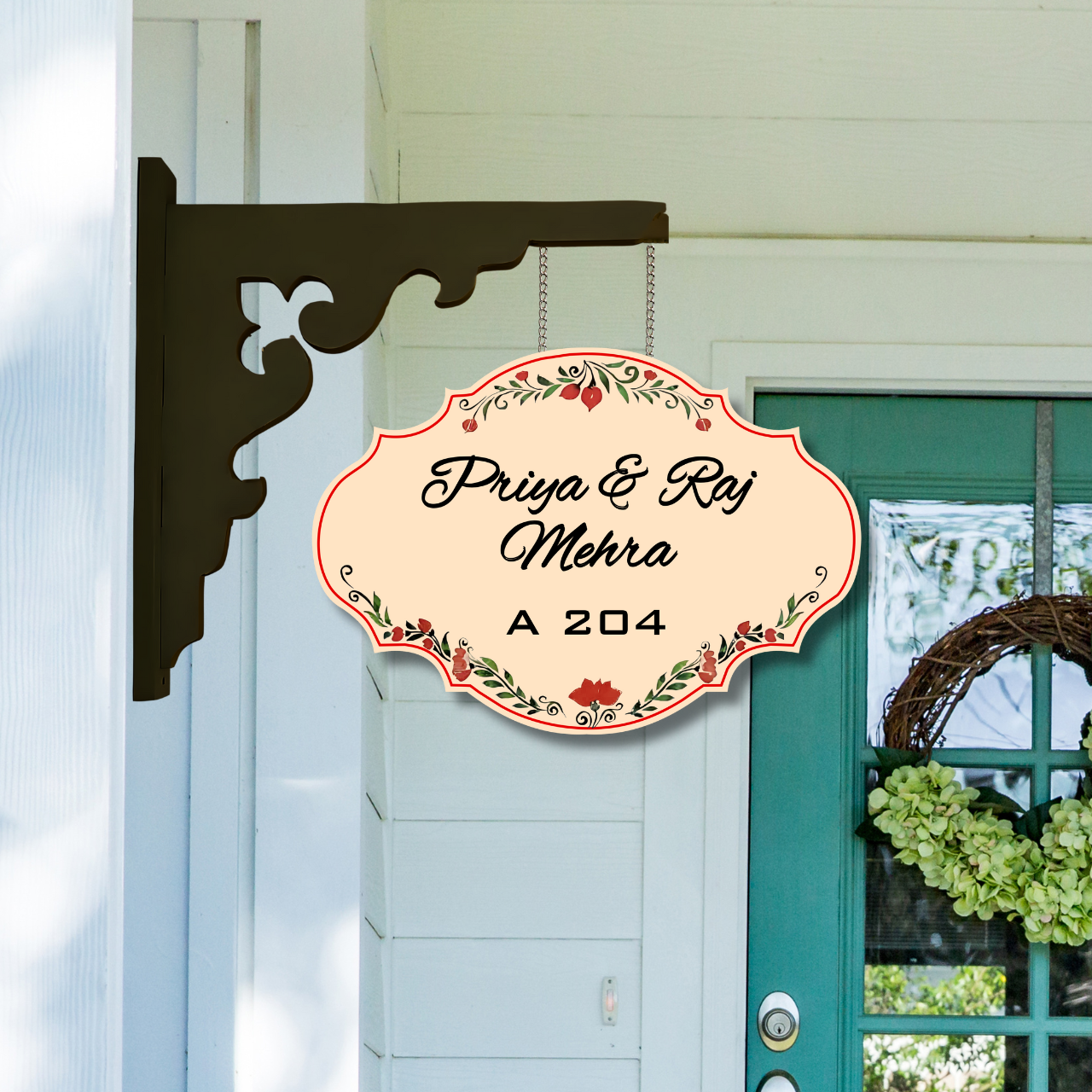 Ethereal Collection - Blossom Harmony - Hanging Name Plate | Premium Custom Name Plate For Home