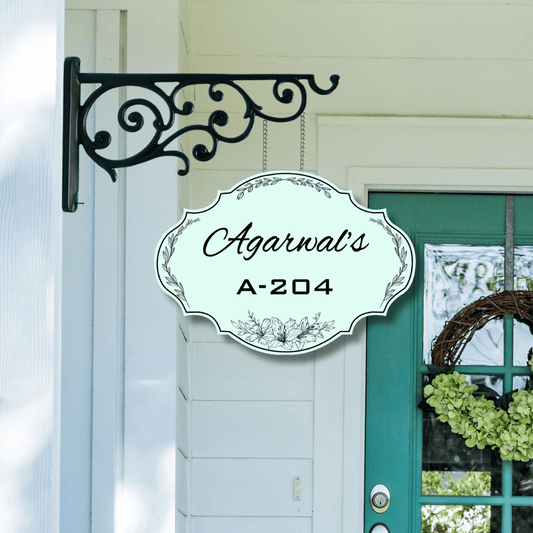 Ethereal Collection - Elegant Ivy - Hanging Name Plate | Name Plate with Metal Hanging Frame | Premium Custom Name Plate For Home