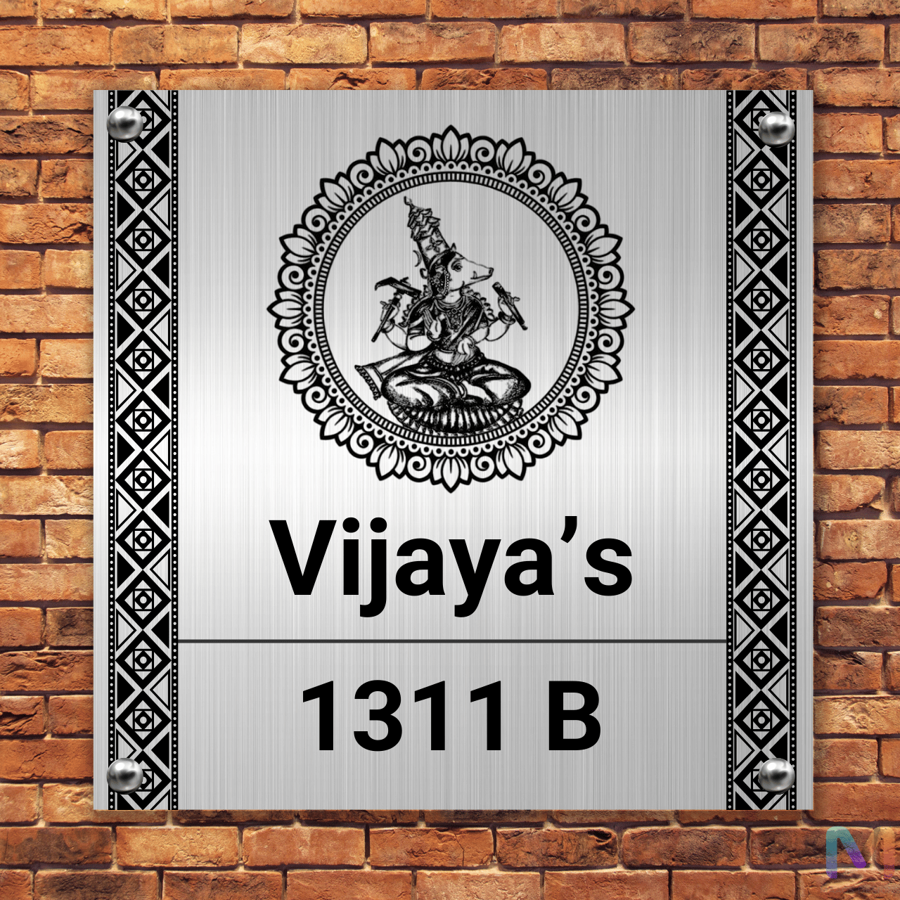 Divinity Collection - Varahi Nilayam (Stainless Steel) | Premium Custom Name Plate for Home