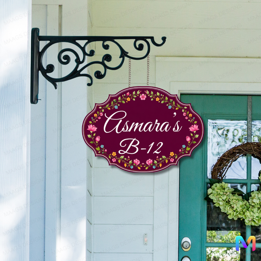Ethereal Collection - Roselle Bloom - Hanging Name Plate For Home