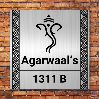 Divinity Collection - Ganesh Ji (Stainless Steel), Premium Custom Name Plate for Home