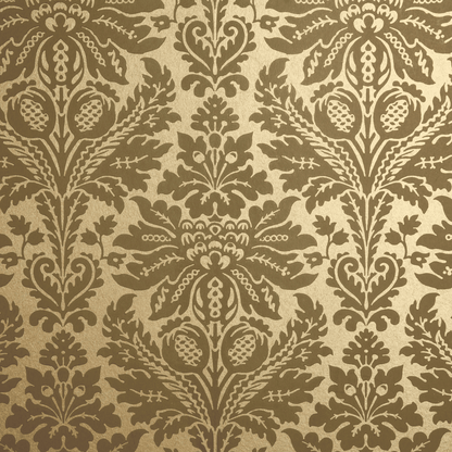 Wallpaper - Floral Retro Gold (Vinyl) | Premium Quality Wallpapers for Home (Installation not included)