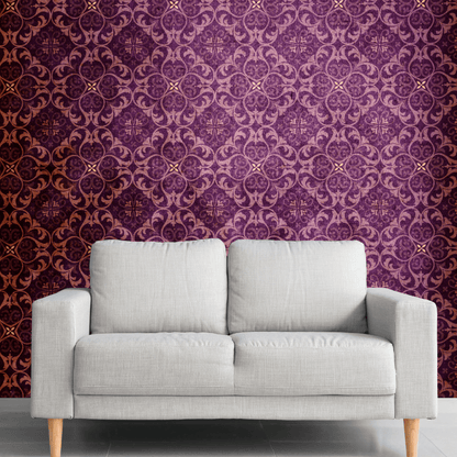 Wallpaper - Purple Antique Victorian Style (Vinyl) | Premium Quality Wallpapers for Home (Installation not included)