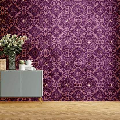 Wallpaper - Purple Antique Victorian Style (Vinyl) | Premium Quality Wallpapers for Home (Installation not included)