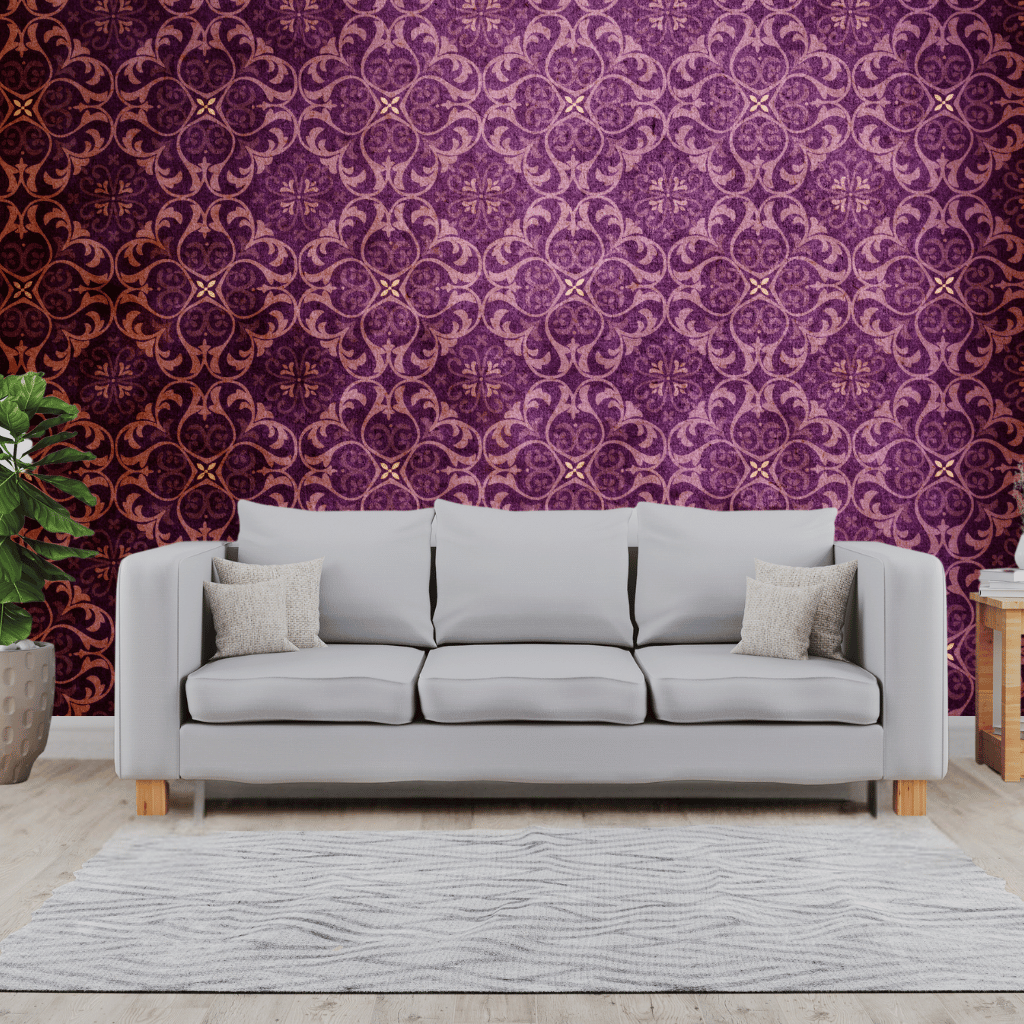 Wallpaper - Purple Antique Victorian Style (Vinyl) | Premium Quality Wallpapers for Home (Installation not included)