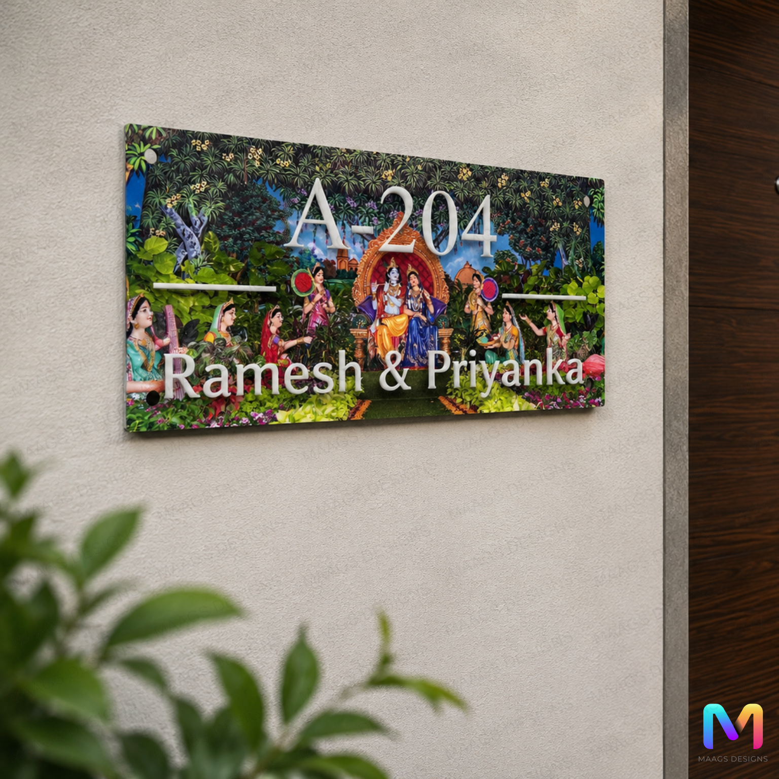 Art Collection - Lord Gopal Krishna | Premium Custom Name Plate for Home