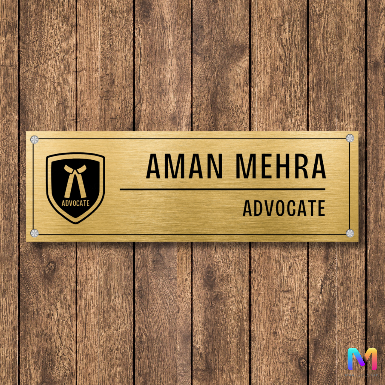 Lawyer Designation Symbol Name Plate for Office (Stainless Steel) Stainless Steel: Glossy Gold