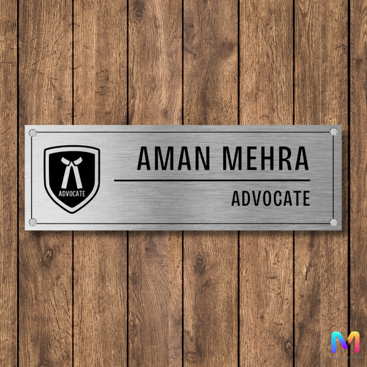 Lawyer Designation Symbol Name Plate for Office (Stainless Steel)