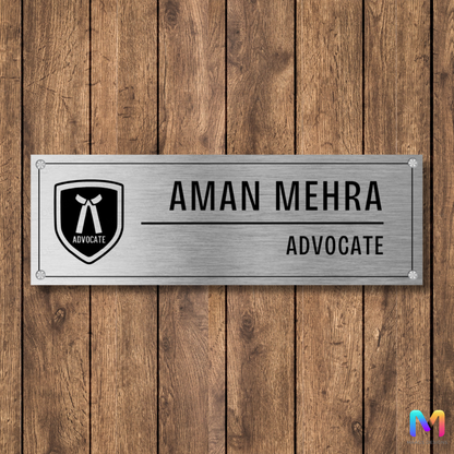 Lawyer Designation Symbol Name Plate for Office (Stainless Steel)