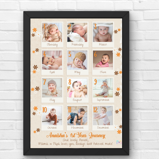 Personalized First Year Collage Frame for Baby - Style 06 | First Born, Mother's Day, Gifts for Him & Her