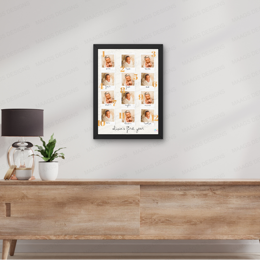 Personalized First Year Collage Frame for Baby - Style 01 | First Born, Mother's Day, Gifts for Him & Her