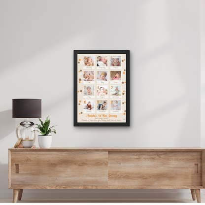 Personalized First Year Collage Frame for Baby - Style 06 | First Born, Mother's Day, Gifts for Him & Her