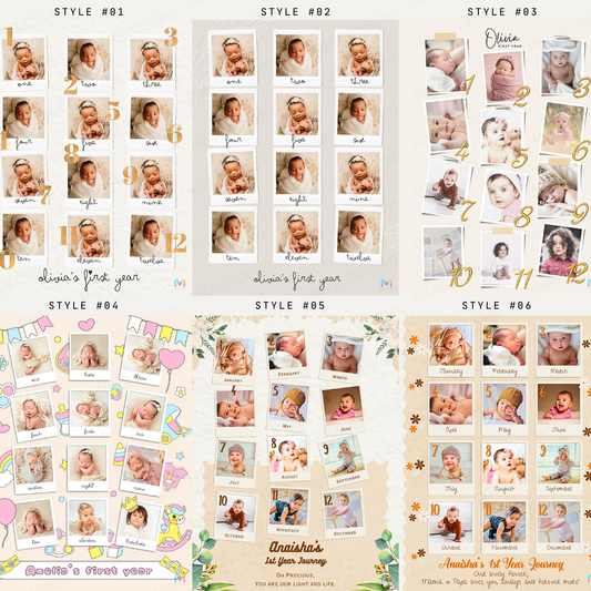 Personalized First Year Collage Frame for Baby - Style 05 | First Born, Mother's Day, Gifts for Him & Her