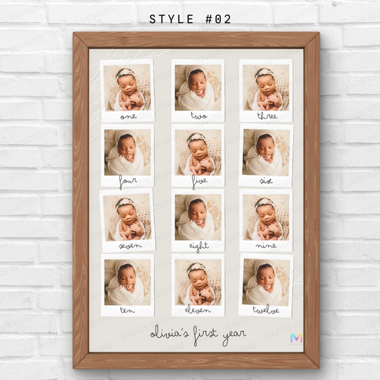 Personalized First Year Collage Frame for Baby - Style 02 | First Born, Mother's Day, Gifts for Him & Her