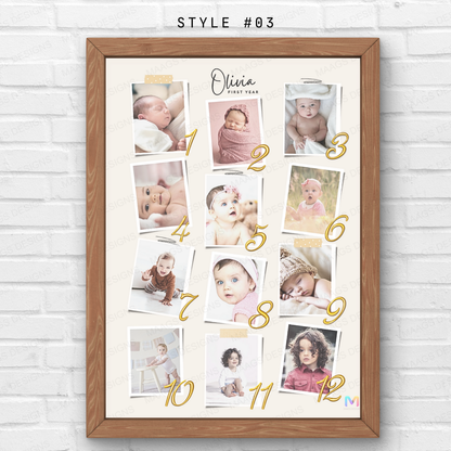 Personalized First Year Collage Frame for Baby | First Born, Mother's Day, Gifts for Him & Her