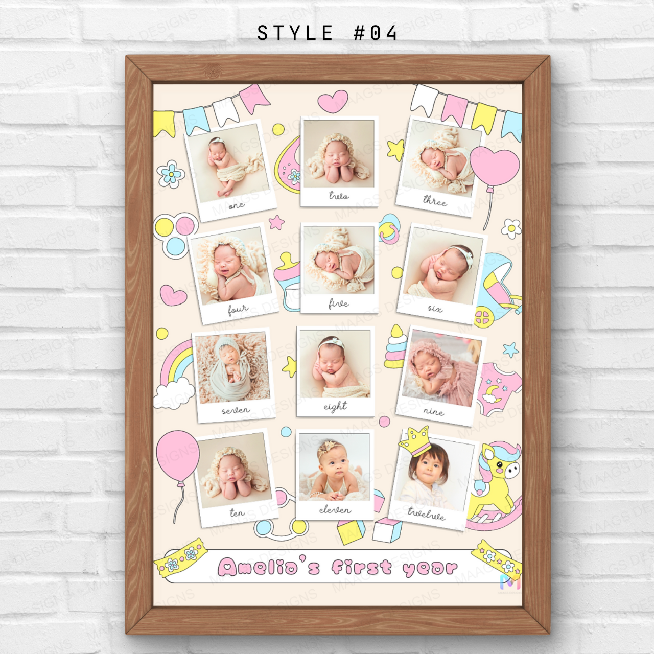 Personalized First Year Collage Frame for Baby | First Born, Mother's Day, Gifts for Him & Her