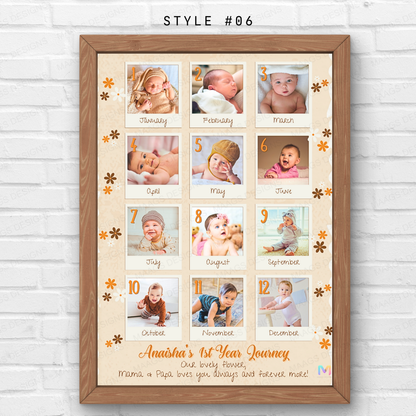 Personalized First Year Collage Frame for Baby | First Born, Mother's Day, Gifts for Him & Her