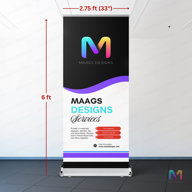 Luxury Roll Up Standee (with Stand), Silver Premium Roll Up Standee