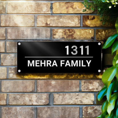 Gleam & Dream - Silver in Black Lettering - House Name Plate | Premium Custom Name Plate for Home