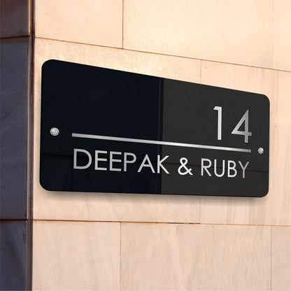 Gleam & Dream - Silver in Black Lettering - House Name Plate | Premium Custom Name Plate for Home