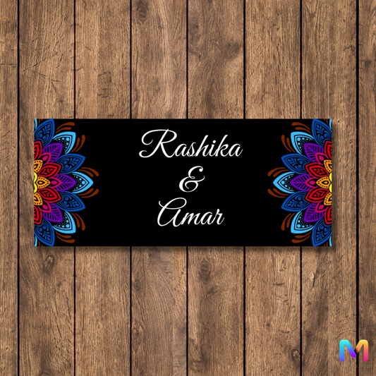 Mandala Collection - Vivid Vows Name Plate, Premium UV Print Name Plate