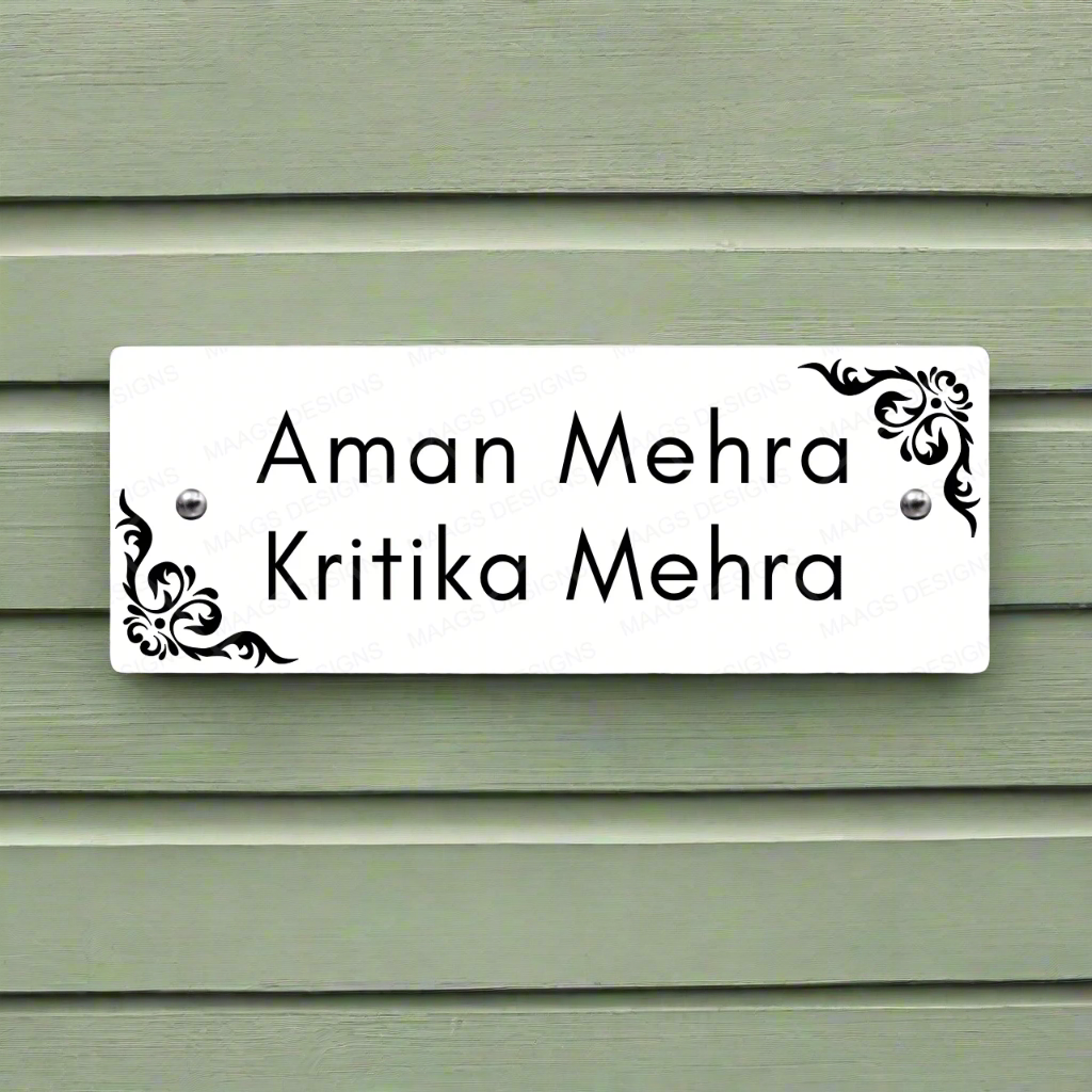 Blossom White Elegance Name Plate | Premium Custom Name Plate for Home